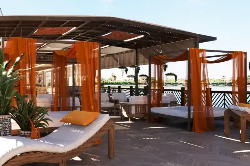 sundeck della dahabeya, crociera sul nilo in dahabeya